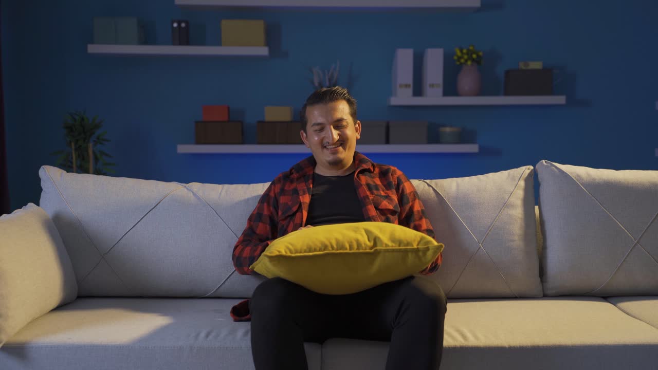 The man who talks to himself and laughs.