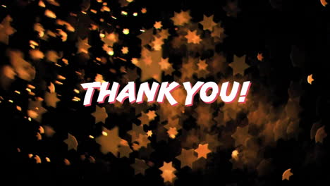 thank you! text animation over golden star shapes on black background