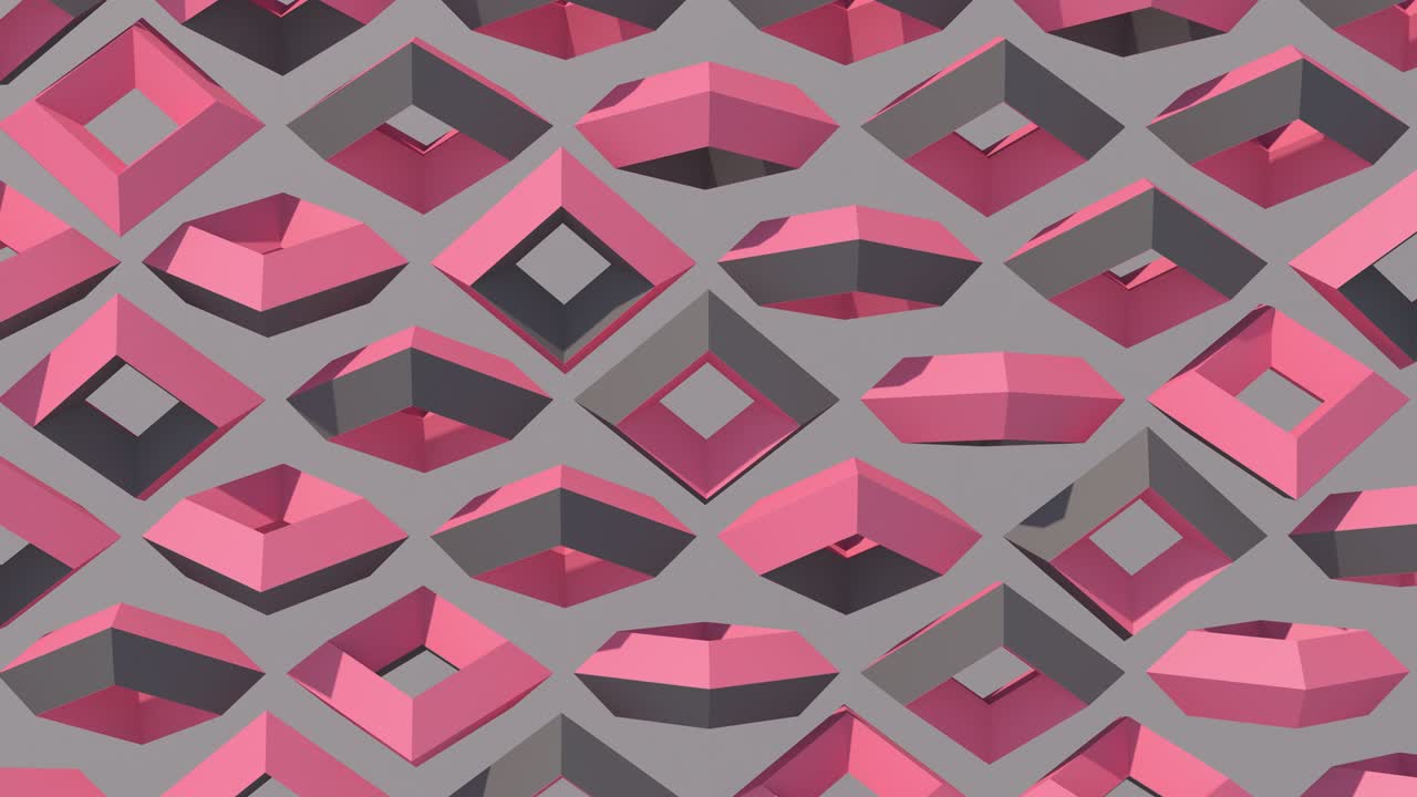 cuadrados rosados y grises girando. animación abstracta, renderizado en 3d.