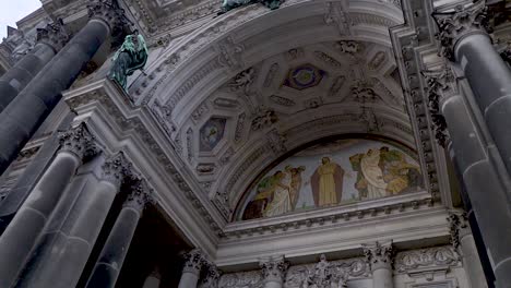 christianity concept - religious architecture entryway to the reichstag building in berlin, germany