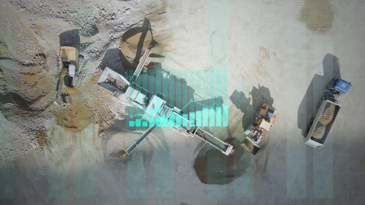 gráficos de progreso de trabajo de la excavadora y las máquinas pesadas que hacen la minería y la excavación