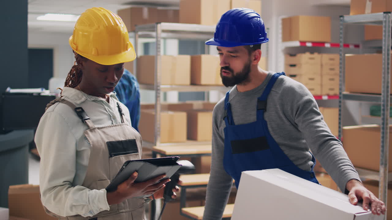 Warehouse Workers Scanning Packages for Delivery