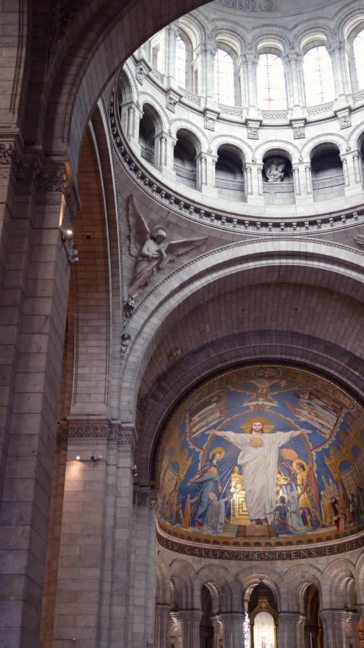 The inside of the Basilica of Sacre-Coeur de Montmartre in Montmartre, Paris, France. Vertical
