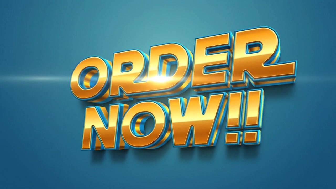 Bestel Nu Promotionele Tekstanimatie Met Strakke 3D-Typografie en E-commerce Stijl