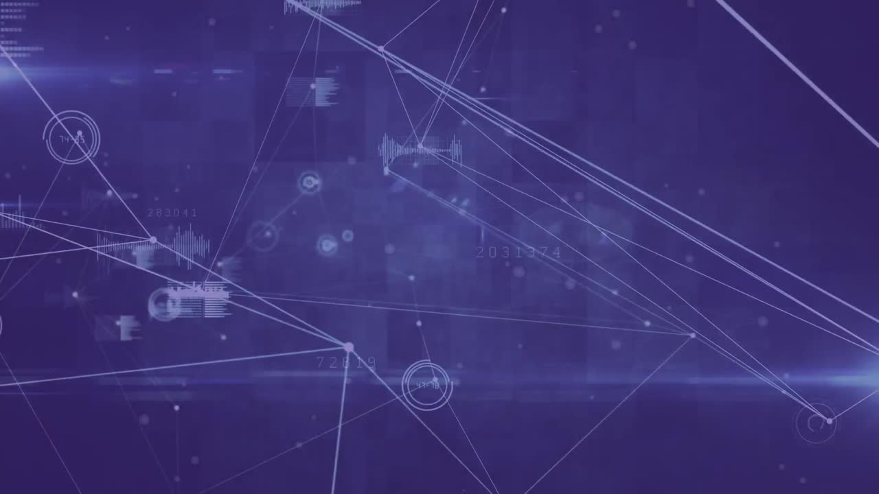 animación del procesamiento de datos sobre un fondo azul