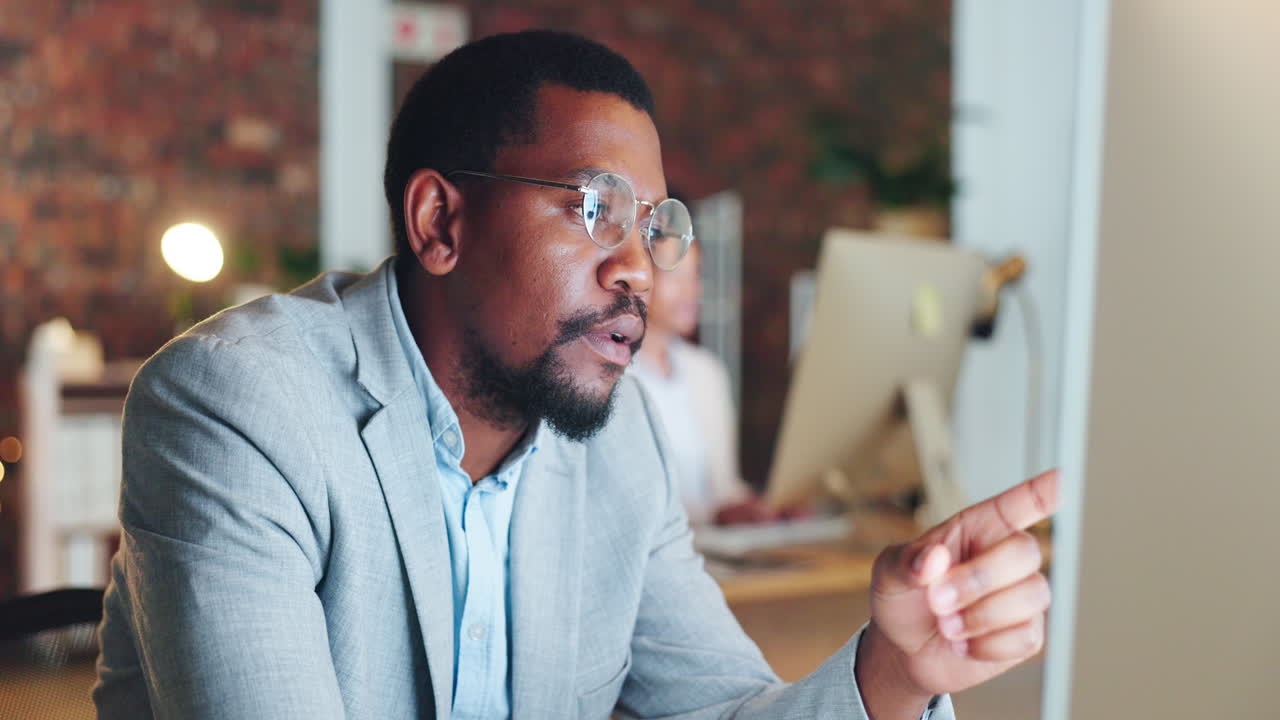 Startup, success and black man in office