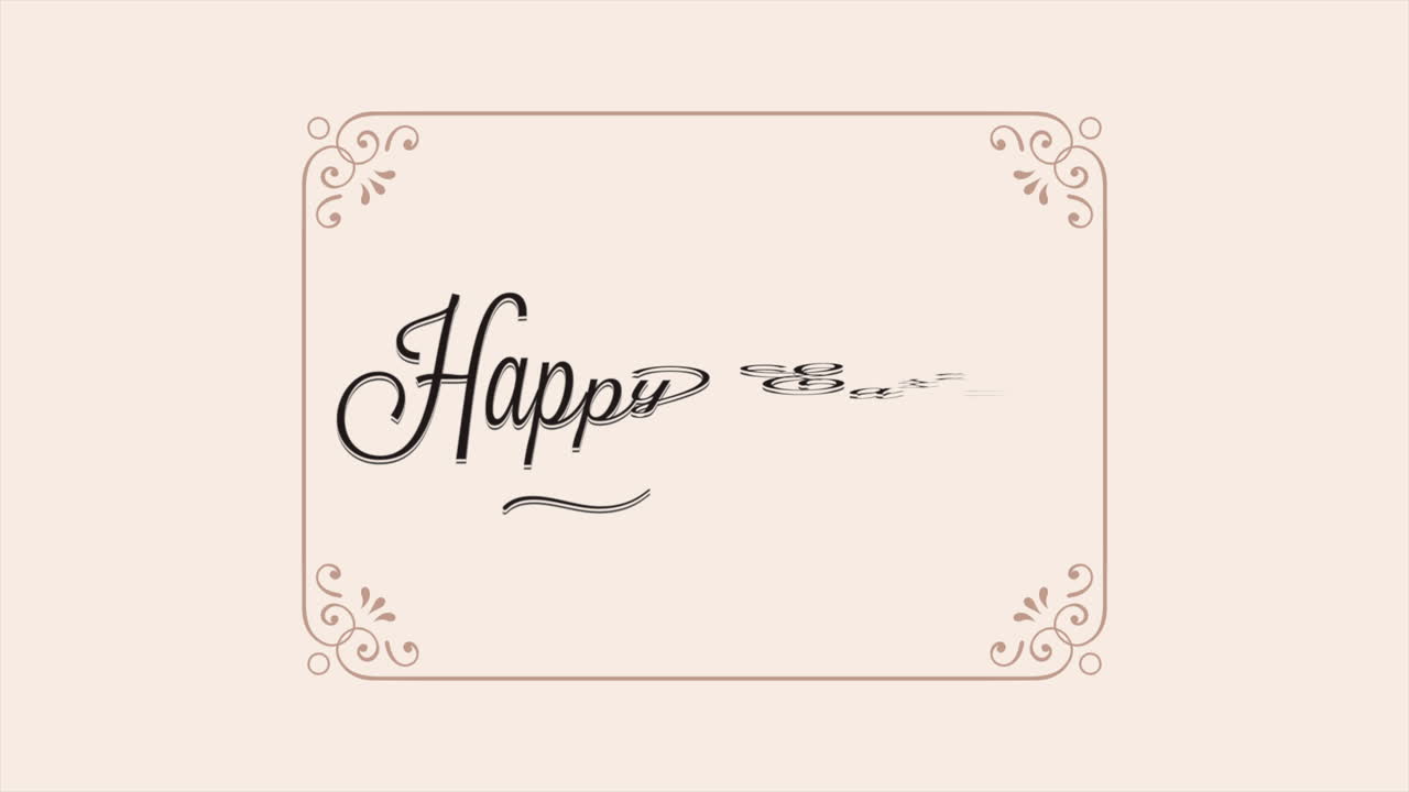 장식 된 글 을 가진 꽃 프레임 된 행복 한 부활절 인사 카드