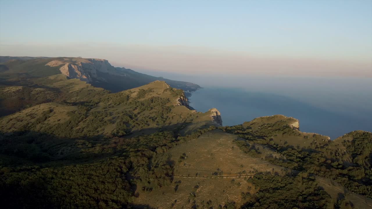 Aerial View of New York City's Skyline at Sunset