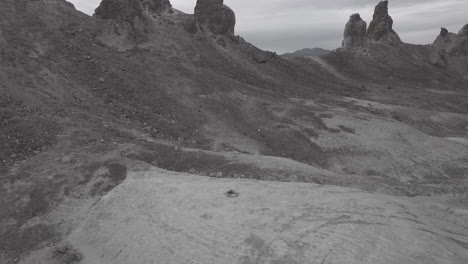 d-log profile footage of drone landing at trona pinnacles