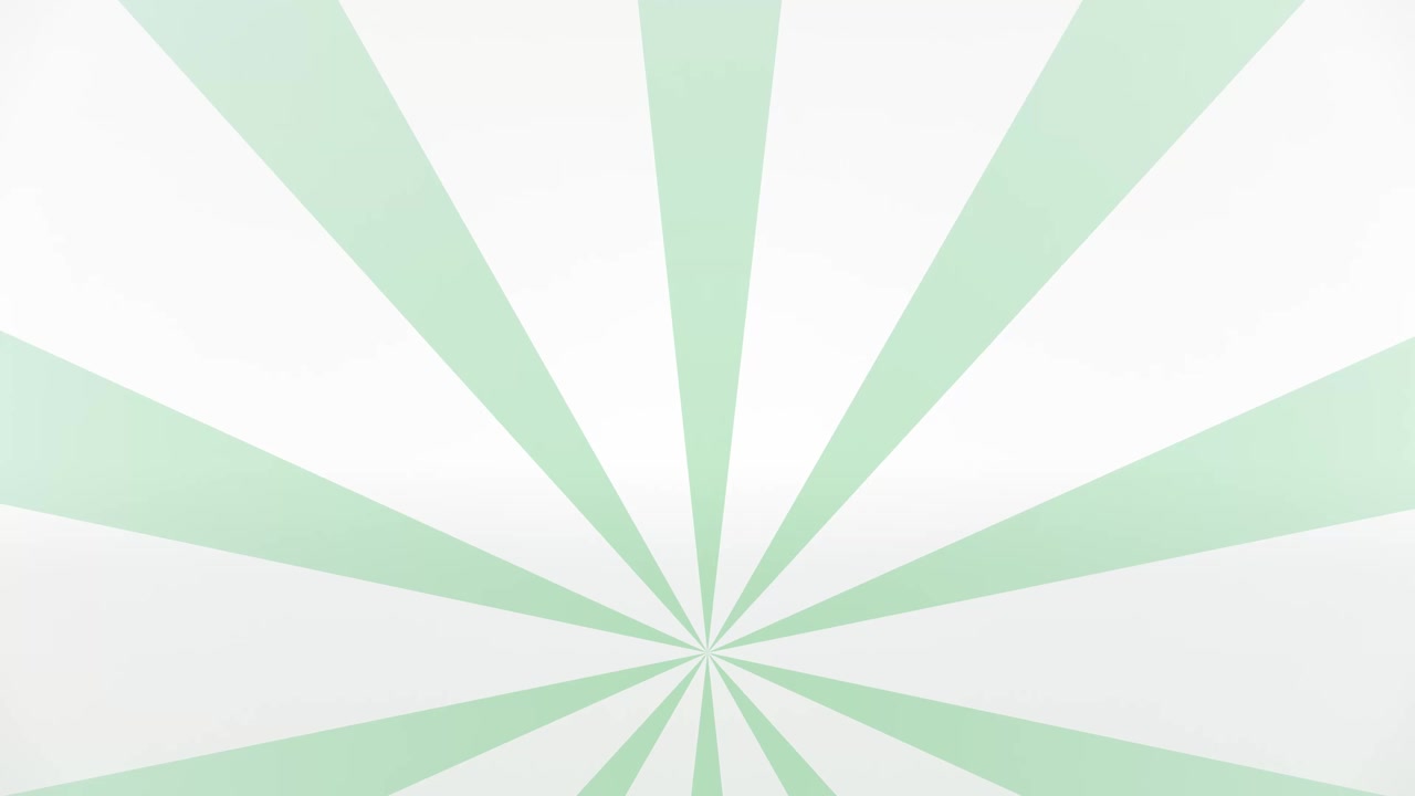 A clean, minimalist pale green sunburst animation rotates slowly against a white background.