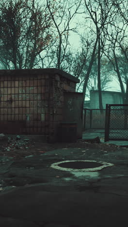 abandoned building in fog
