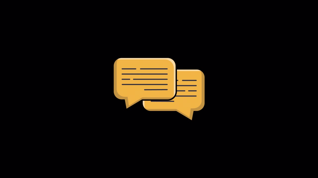 Animated Yellow Speech Bubbles Icon on Black Background