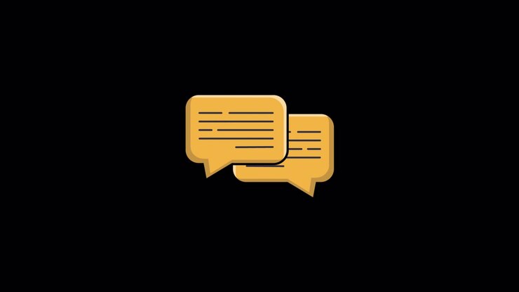 Animated Yellow Speech Bubbles Icon on Black Background