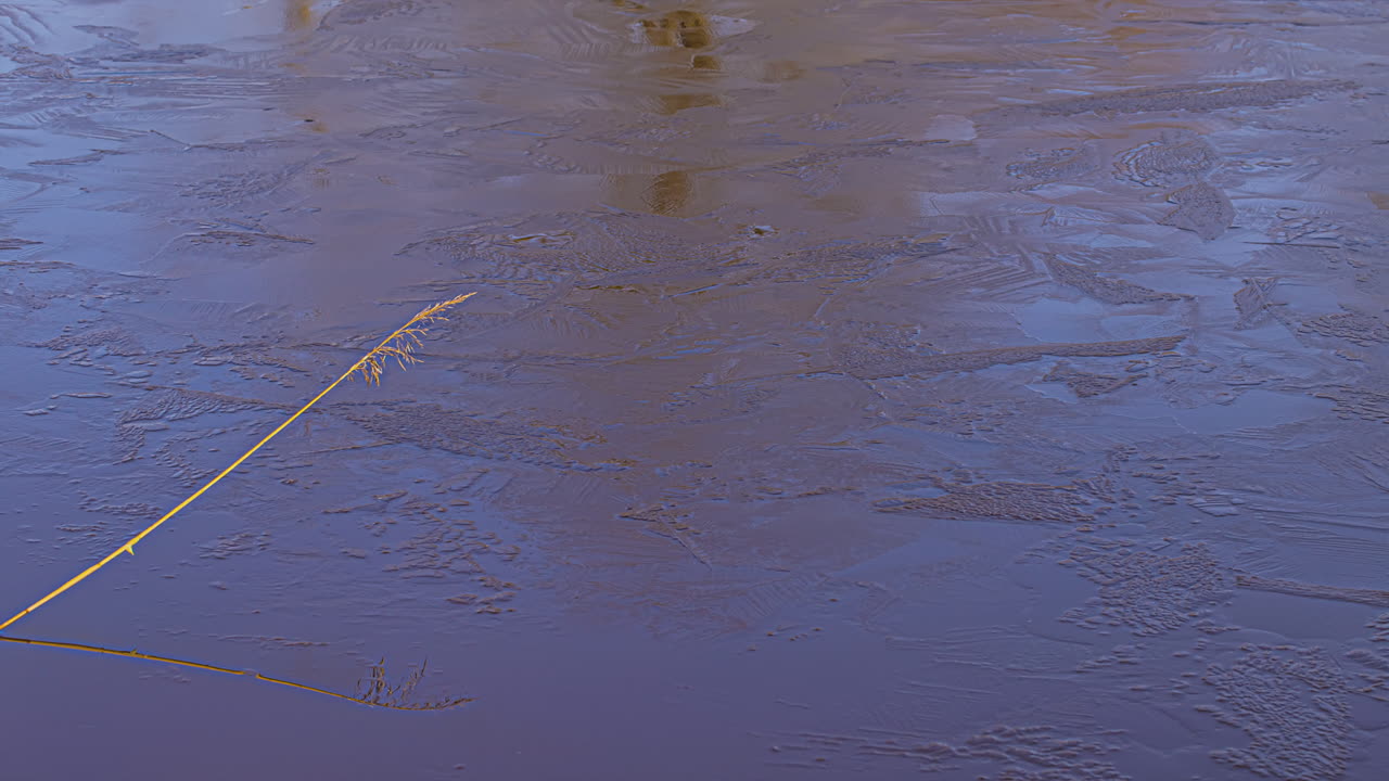 río helado que se derrite con el paso de las estaciones timelapse