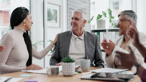 business people, applause and meeting
