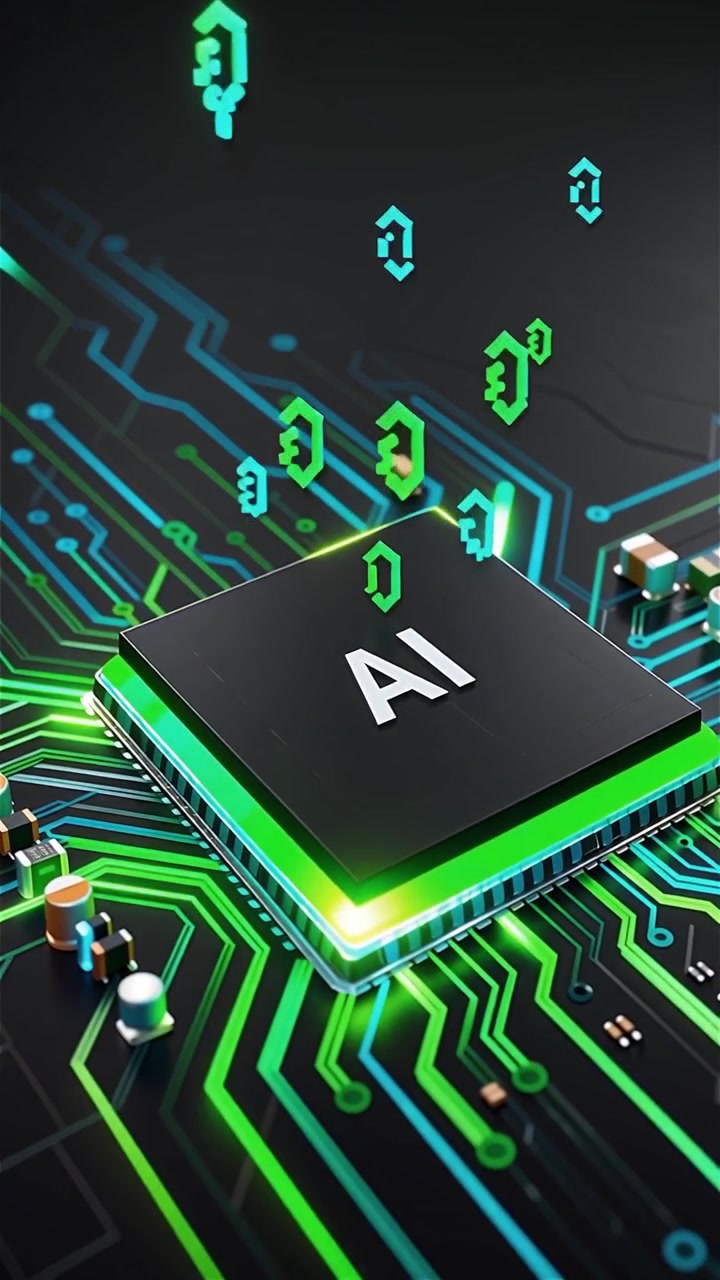 Futuristic AI Chip Motherboard Technology Background