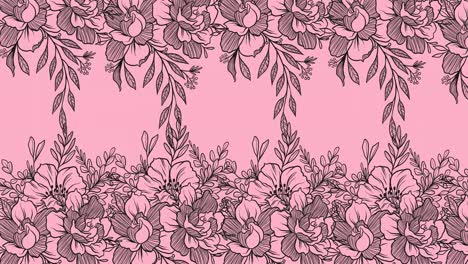 animación del texto de venta flash en el marco sobre manchas y flores brillantes sobre fondo rosa
