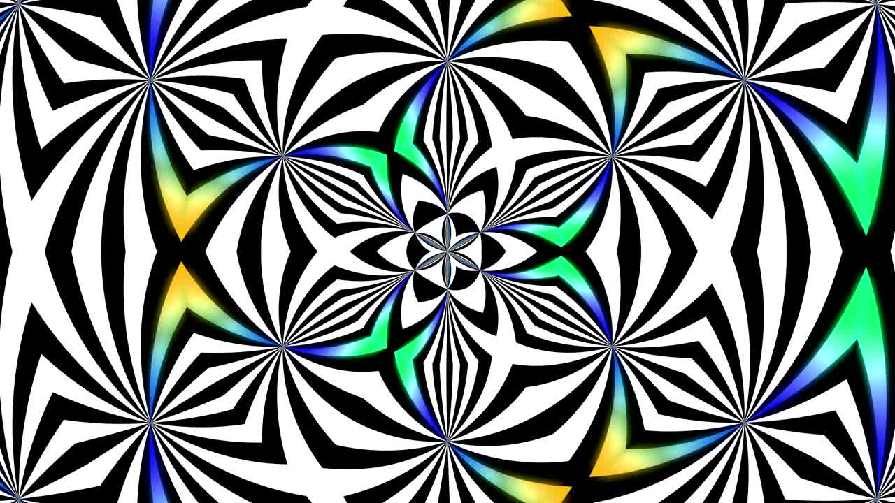 ilusión abstracta - caleidoscopio líneas blancas y negras