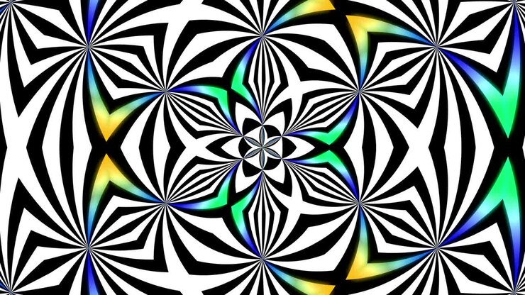 Abstract illusion - kaleidoscope black and white lines