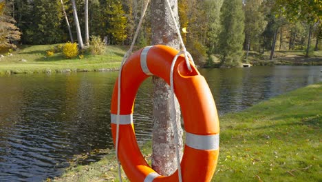 the hanging ring bouy on the pole in estonia