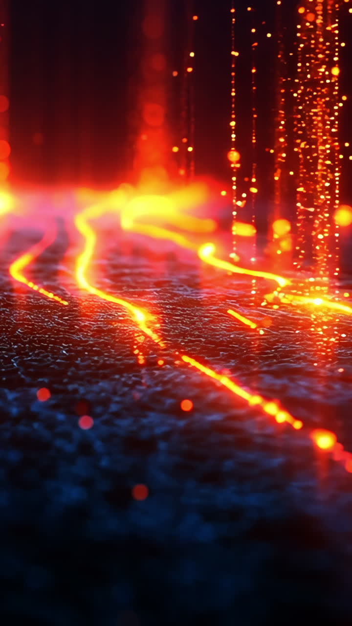 The image is a computer generated scene with a bright orange background and a dark blue foreground. The orange and blue colors create a contrast that draws the viewer's attention