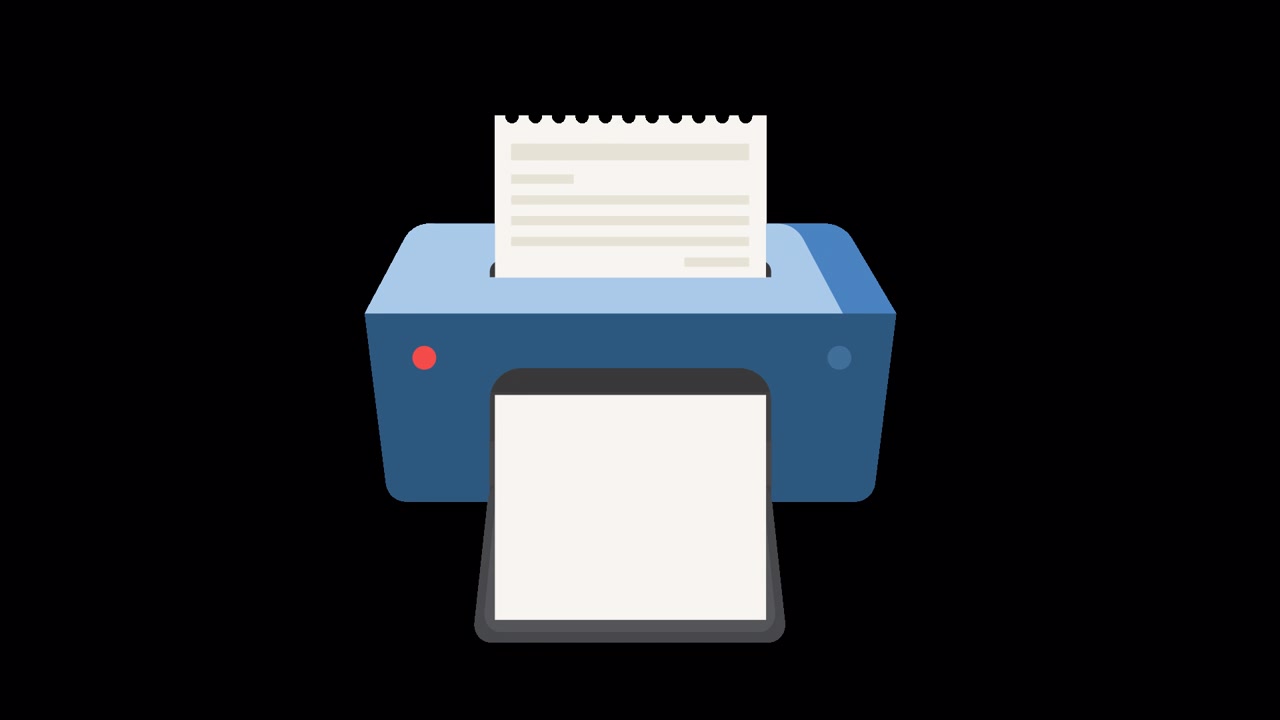 Animated Icon of a Printer Printing a Document