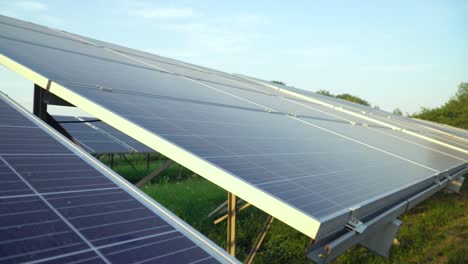 Solar panels on the background of blue sky. The concept of clean energy, green energy, renewable energy