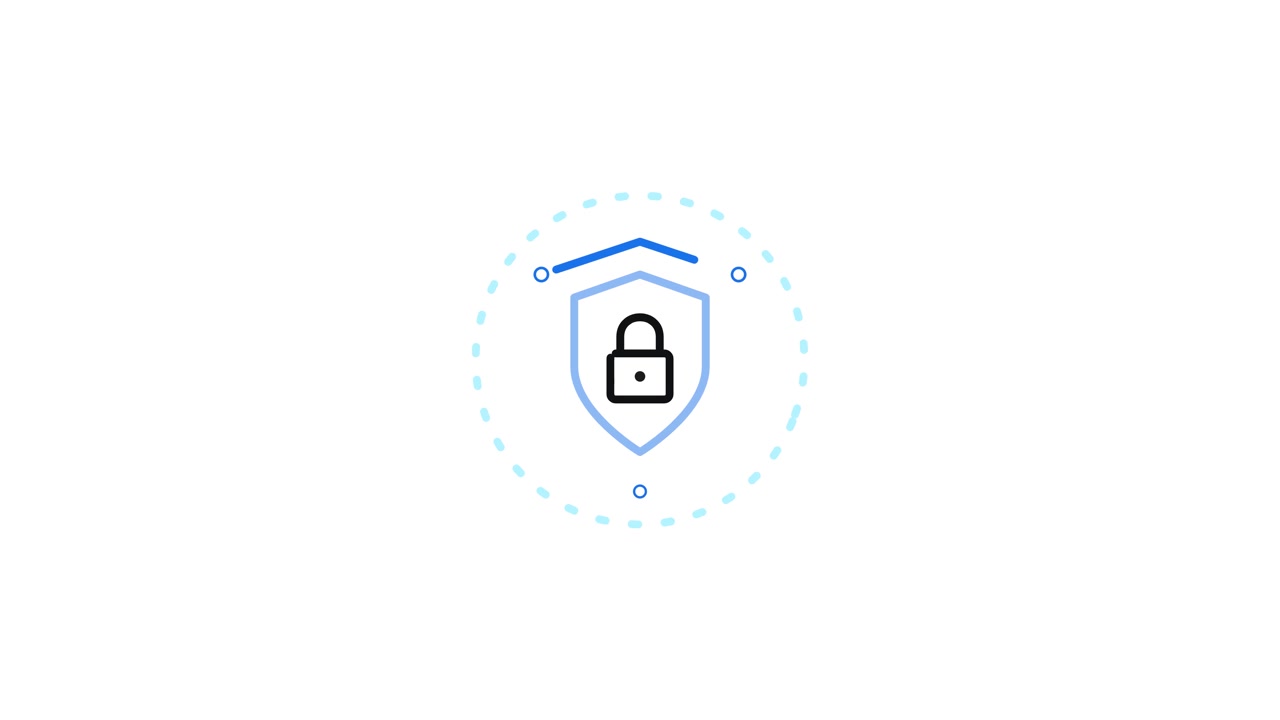Animated Security Shield Icon Locking and Unlocking