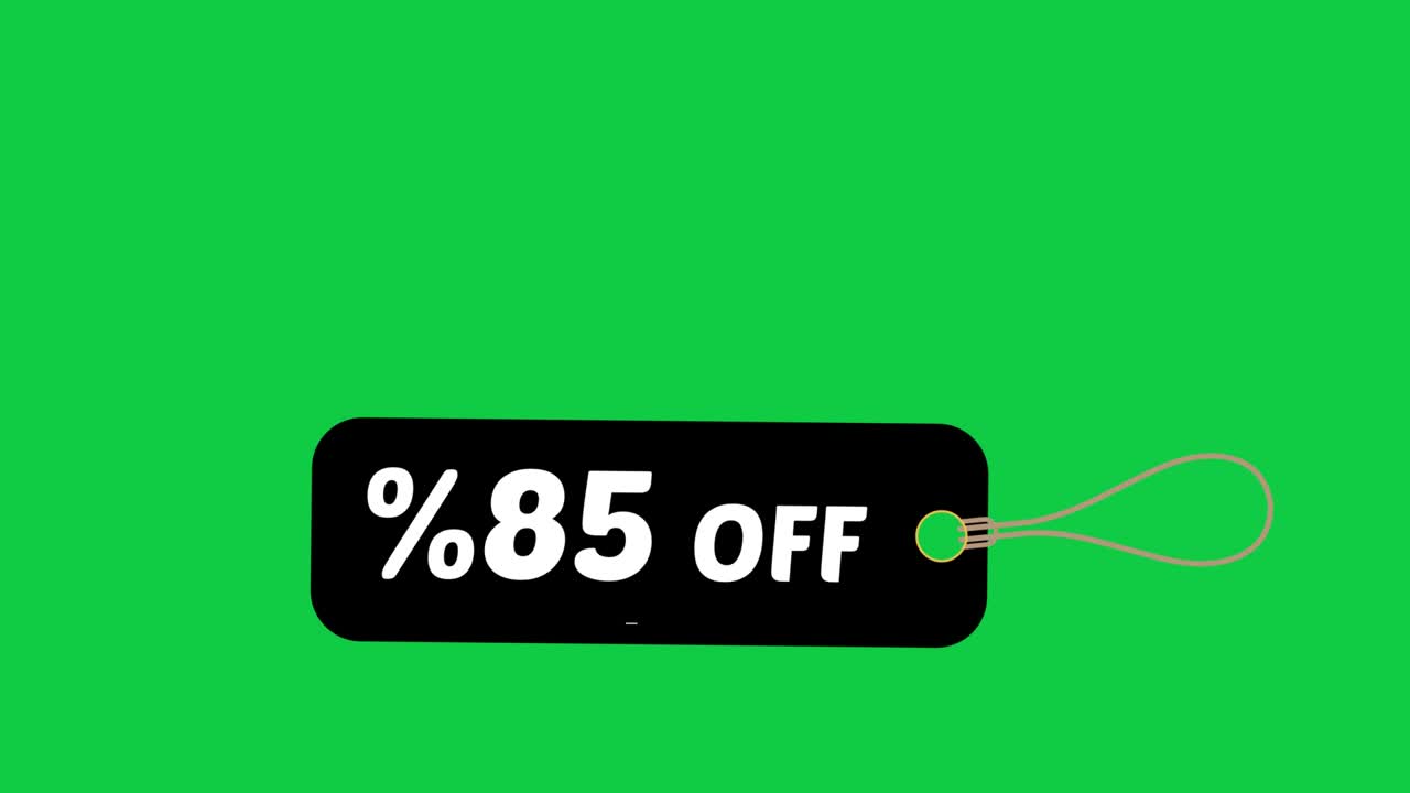 %85 di sconto - spostamento dei tassi di sconto sull'etichetta nera - %85 - impostazione di icone di acquisto - tag vendita - numero %85 - tag vendita nera che ruota su sfondo verde - %85 di vendita - etichetta sconto ondulata - segno di acquisto sconto