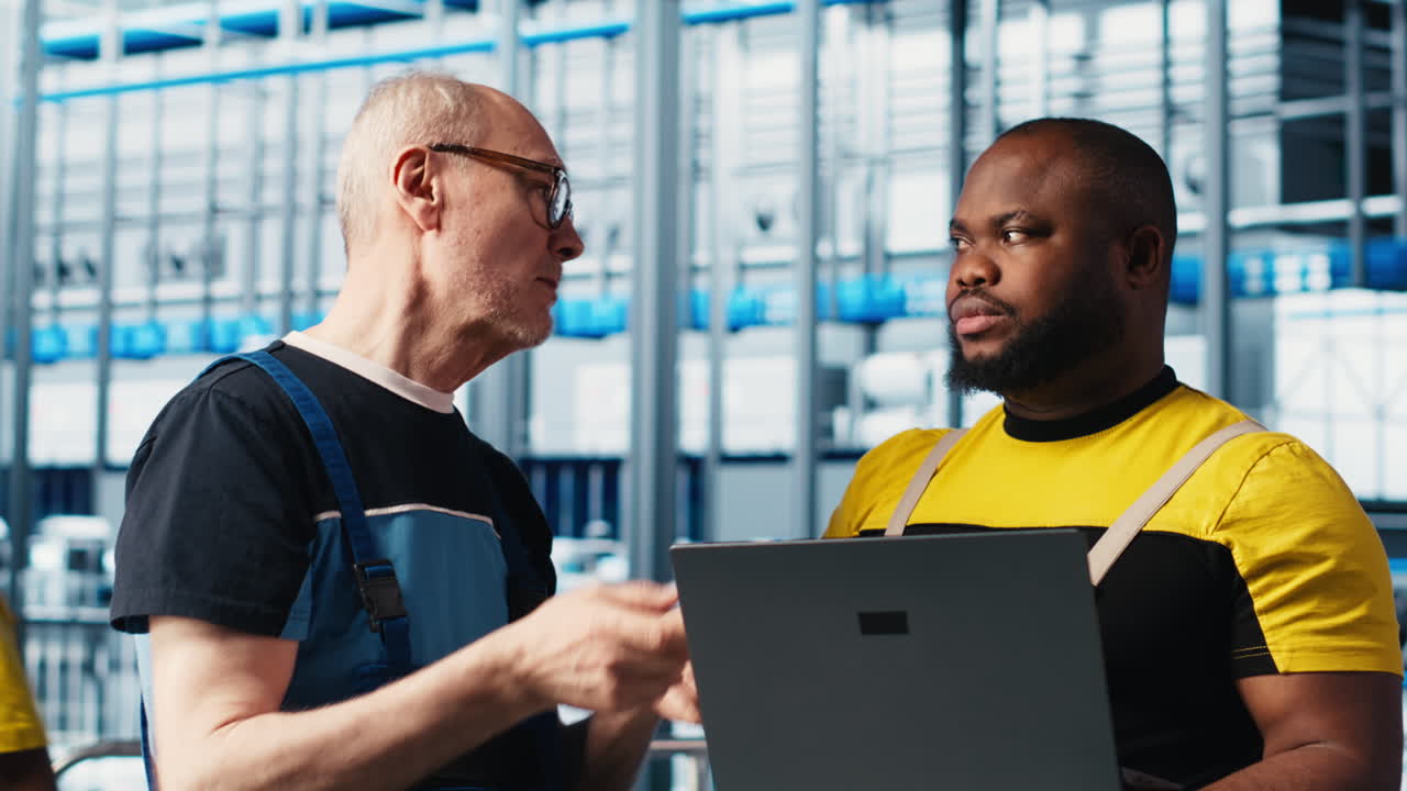 Photovoltaics smart factory expert teaches intern how to fix damaged IoT sensors