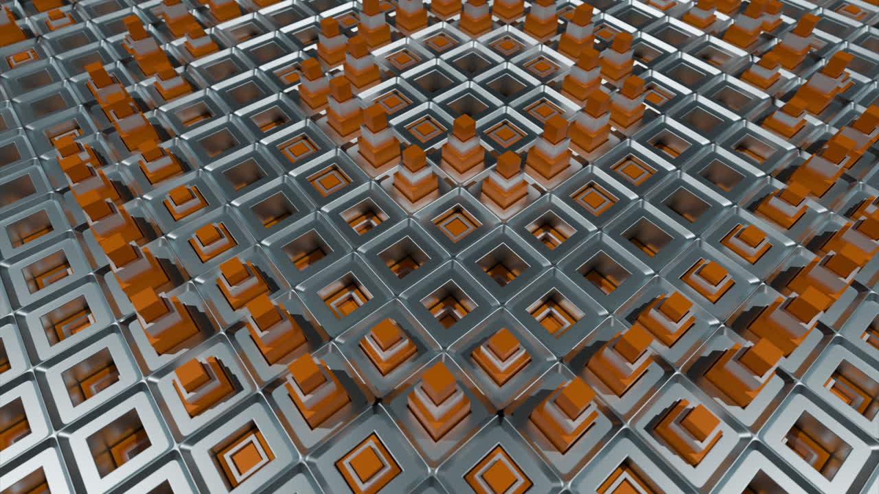 Abstract Geometric Pattern of Interlocking Squares and Cubes