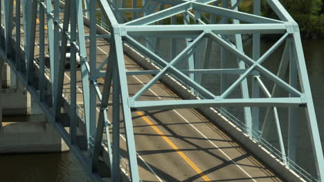 driving across the wabasha-nelson bridge over the mississippi river in wabasha, minnesota, usa