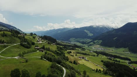 alpine valley with wooden houses