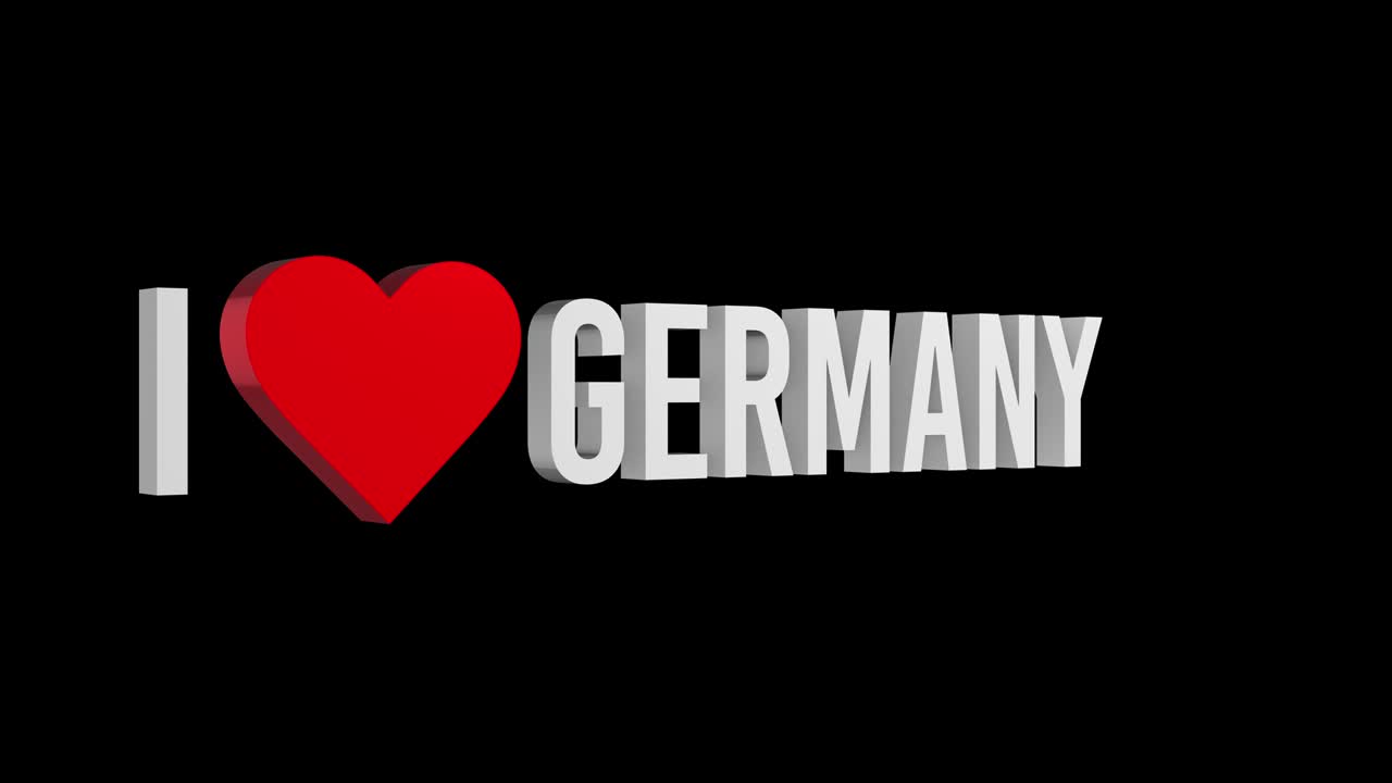 Amo la Germania. Testo e cuore 3D. Canale alfa