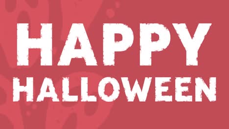 Animation-of-halloween-greetings-and-floating-ghosts-on-red-background