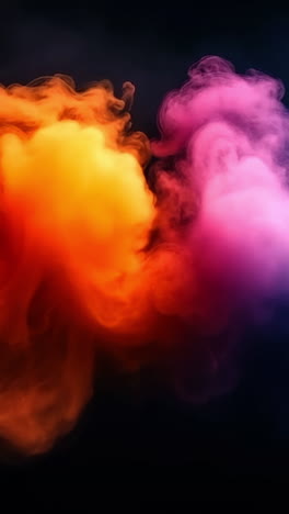 artistic colorful smoke swirls. vibrant plumes of colored smoke blend beautifully against a dark background, creating an artistic visual effect.