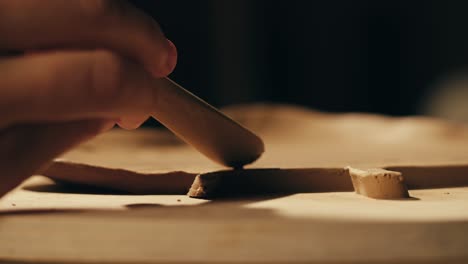 close-up of pottery work in progress
