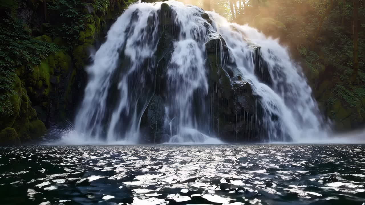 Majestic Waterfall in a Lush Forest