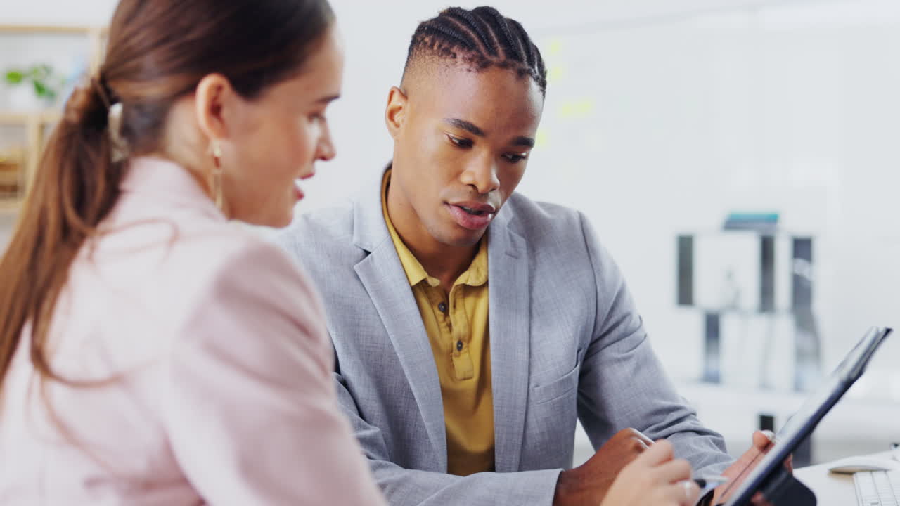Tablet, diversity and corporate team partnership
