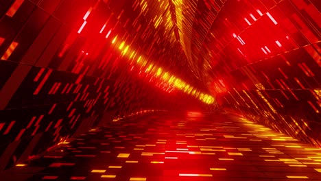 3d render loop animation of tunnel with glowing red neon pattern