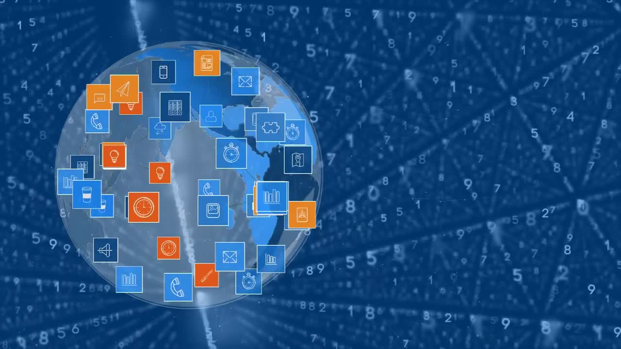 iconos de globos y aplicaciones digitales