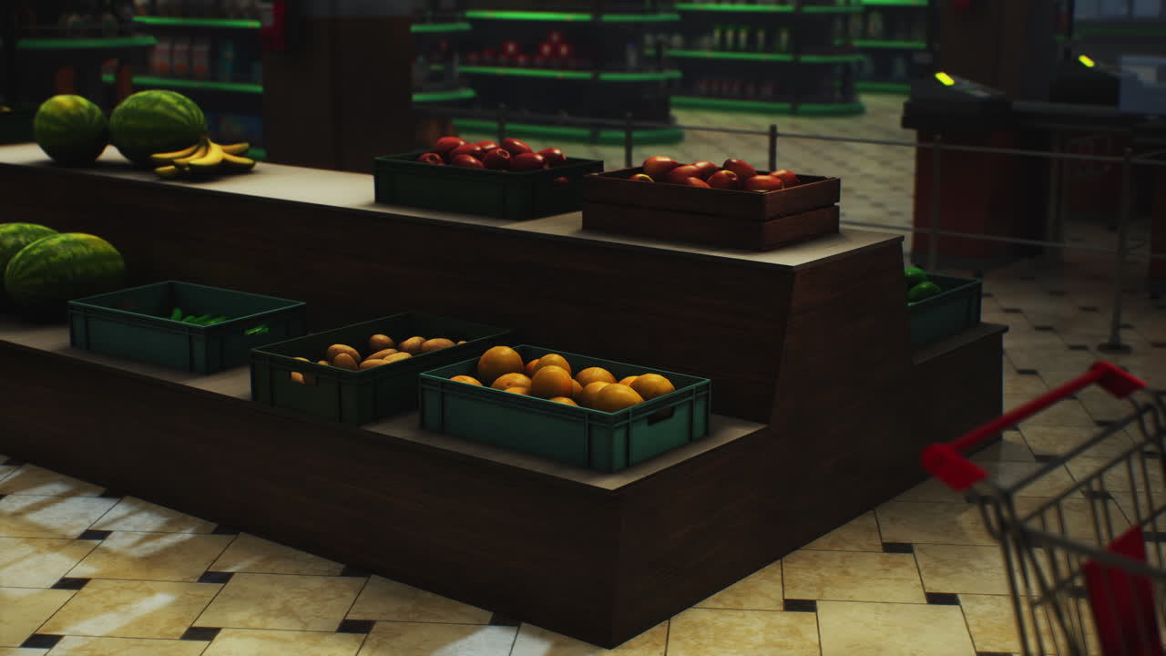 코로나 19 봉쇄로 인해 비어있는 슈퍼마켓