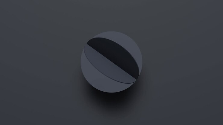 3d rendering black geometric shape rotates in random direction. Abstract simple seamless loop animated background