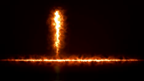las llamas de fuego son el telón de fondo del escenario.