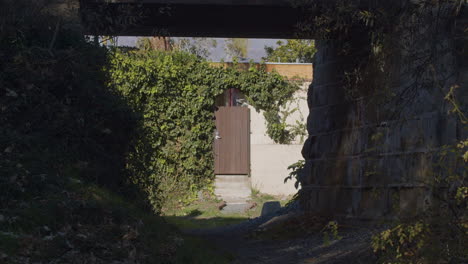 beautiful mysterious door gate under bridge 4k