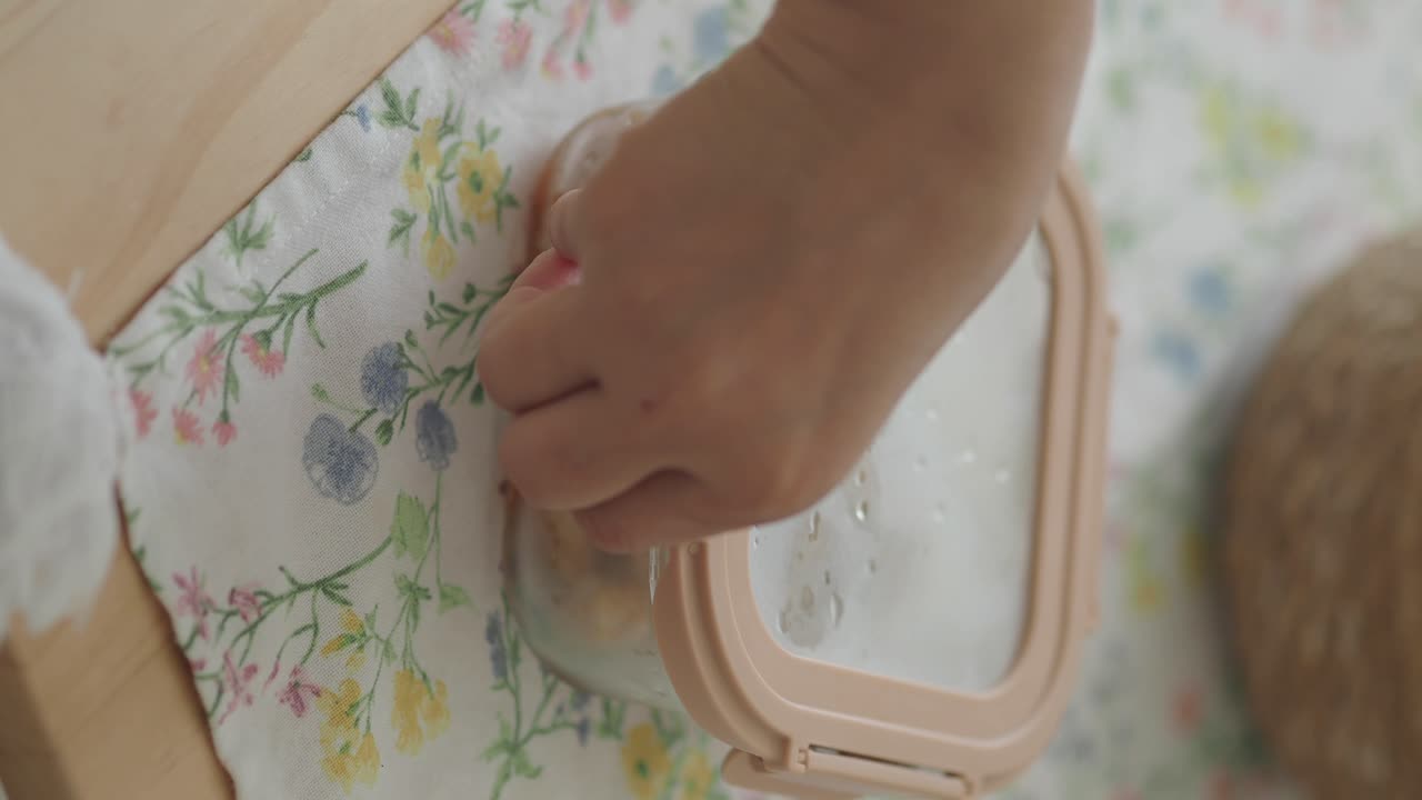 Food storage container on a floral table