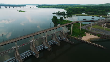 big dam bridge near north little rock hydro plant on the arkansas river in arkansas, usa