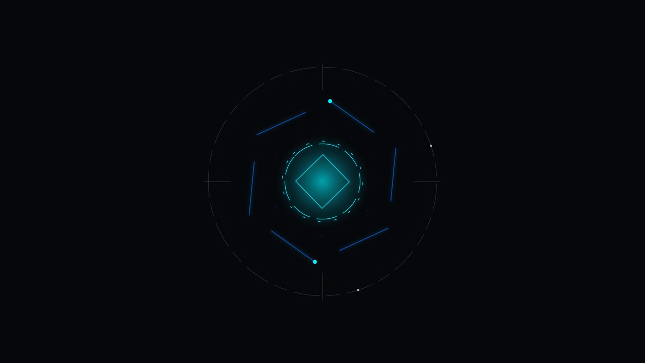 Abstract Digital HUD Interface with Rotating Geometric Elements