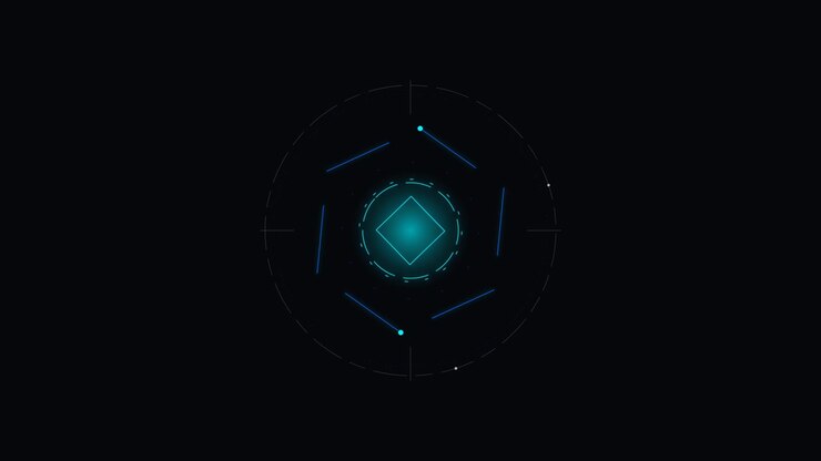 Abstract Digital HUD Interface with Rotating Geometric Elements