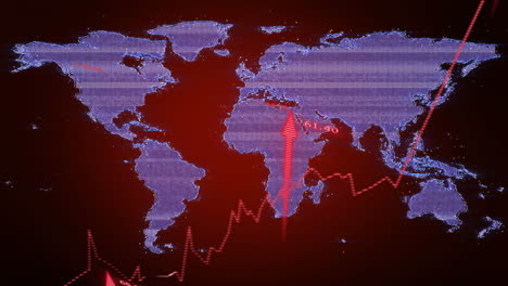 animation of arrows and data processing over world map